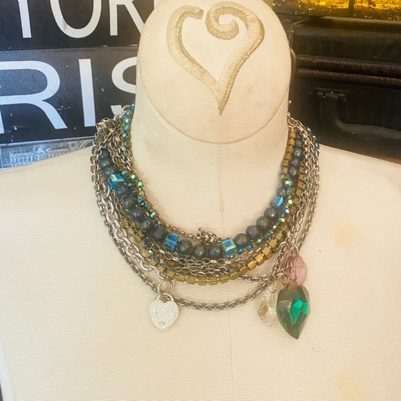 FNA Sterling Silver Multi Strand Crystal Necklace - Picture 2 of 13